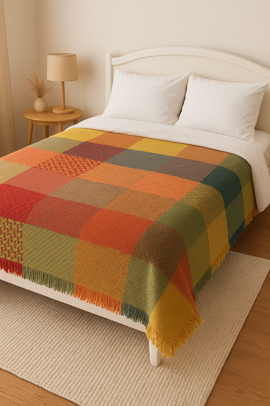 Patchwork Bed/Sofa Throw - Multicolor - King/Twin Bed Size