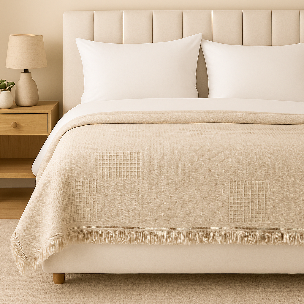 Honeycomb Bed/Sofa Throw - Solid - Poly Cotton- King/Twin