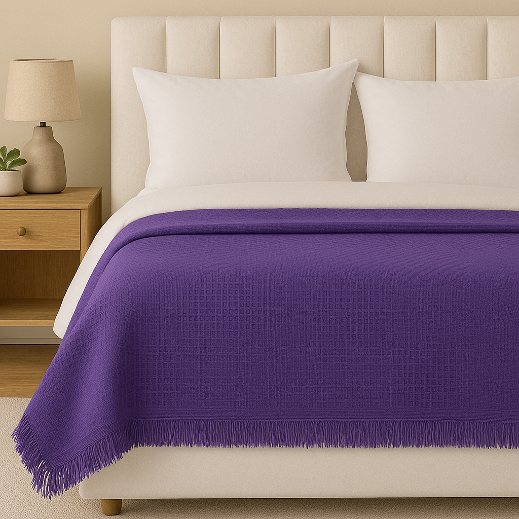 Honeycomb Bed/Sofa Throw - Solid - Poly Cotton- King/Twin