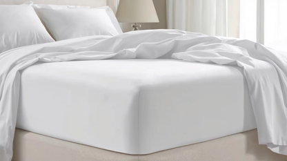 Luxury Satin Fitted Sheet – 400 TC Egyptian Cotton – White