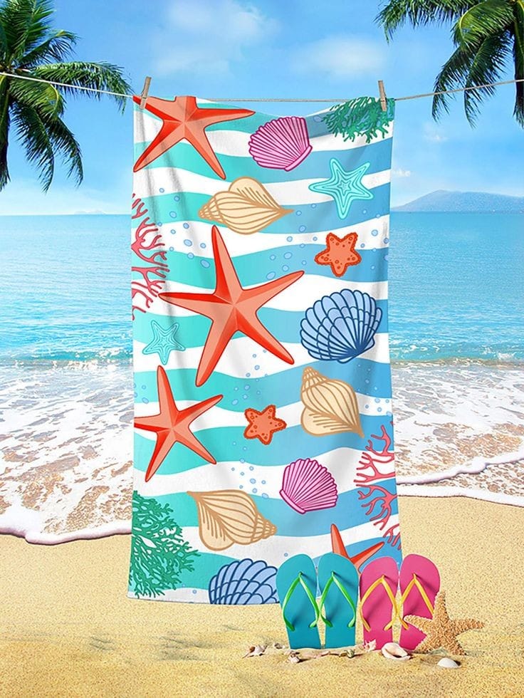 Printed Beach Towel - Microfiber