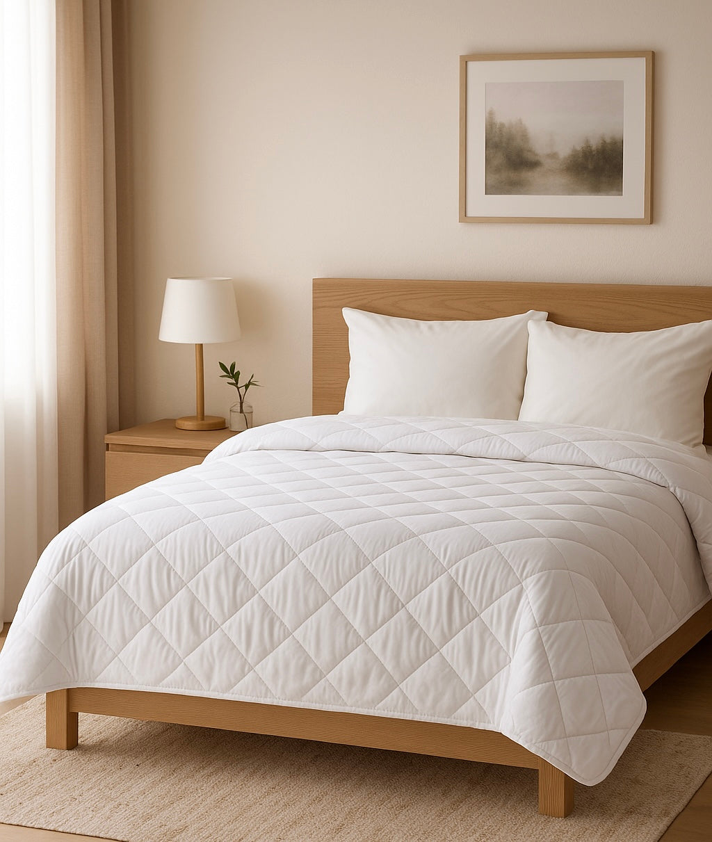 Quilted Coverlet, Diamond Pattern, Lightweight Bed Cover.