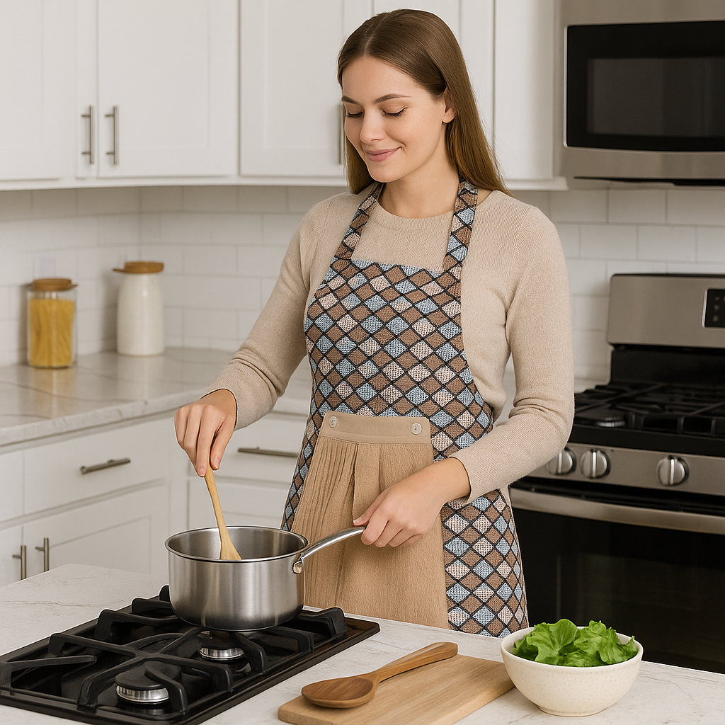 Waterproof Kitchen Apron with Dish Towel, Printed Patterns, Adjustable Straps (5)