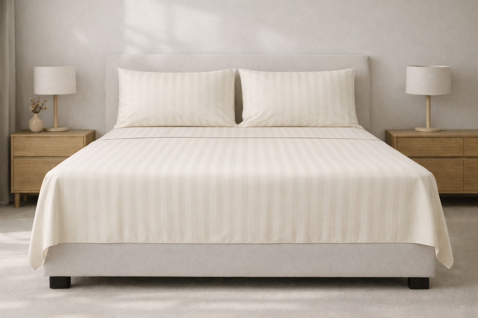 Flat sheet - Microfiber - Stripe - Off-White