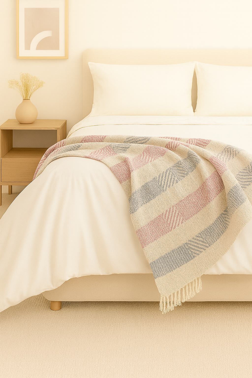 Striped Bed/Sofa Throw 220 x 240 cm