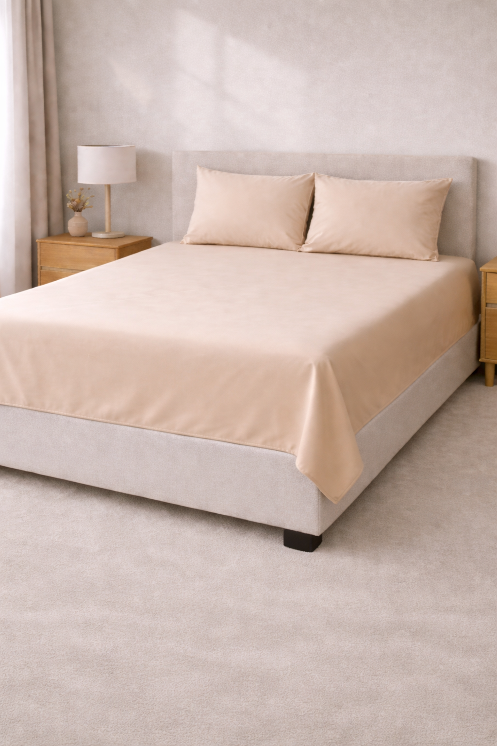 Flat sheet - Microfiber - Solid - Beige