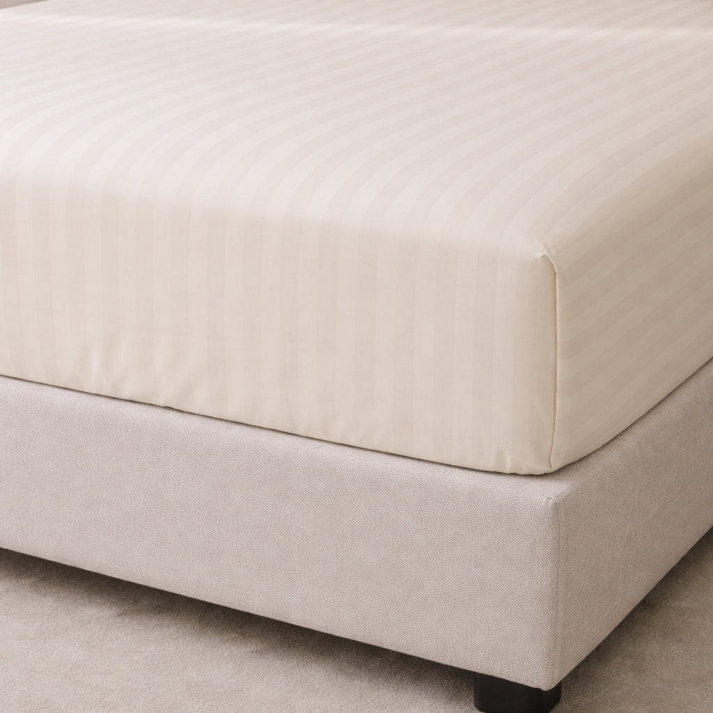 Fitted sheet - Microfiber - Stripe - Off-White