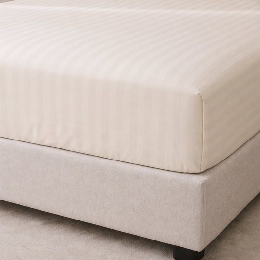 Soft Stripe Fitted Sheet – Off White