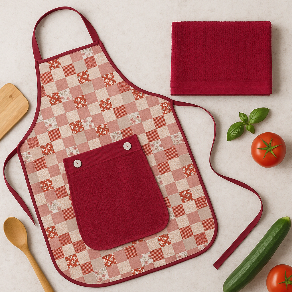 Waterproof Kitchen Apron with Dish Towel, Printed Patterns, Adjustable Straps
